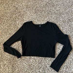 SHEIN Black Crop Long Sleeve Top